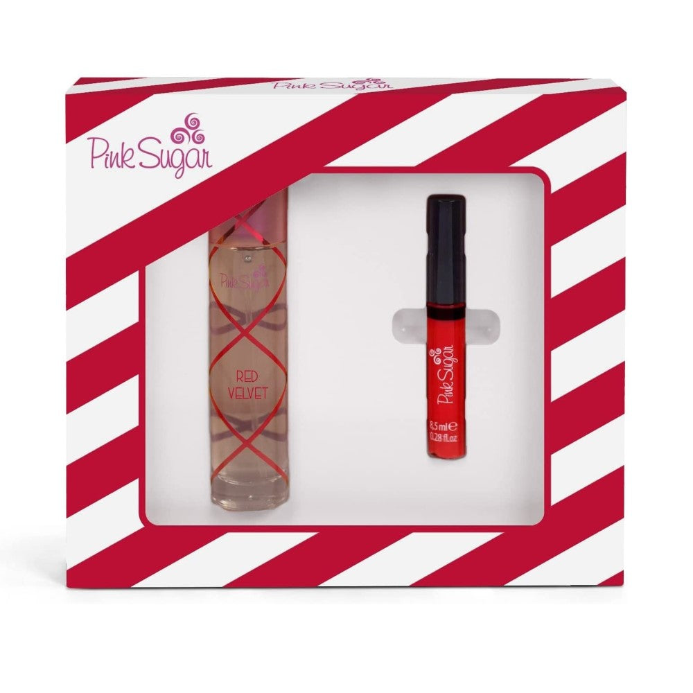 Aquolina Pink Sugar Red Velvet 50ml EDT Spray & Lipgloss Gift Set