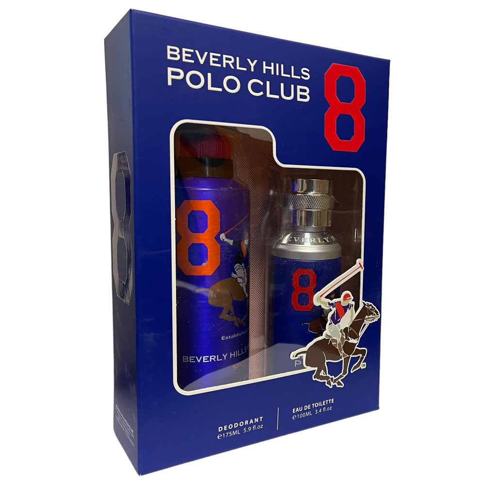 Beverly Hills Polo Club Sport 8 100ml EDT Spray + 150ml Deodorant Gift Set Men
