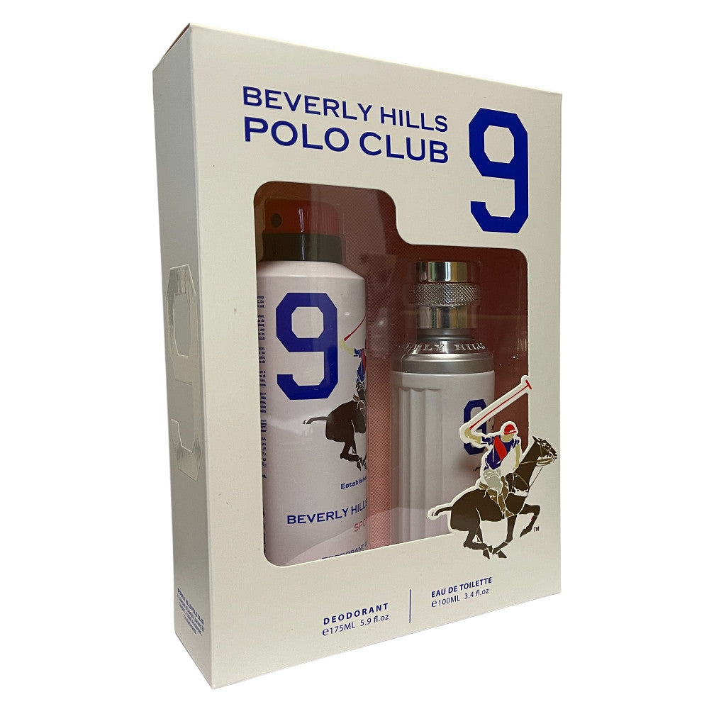 Beverly Hills Polo Club Sport 9 100ml EDT Spray + 150ml Deodorant Gift Set Men