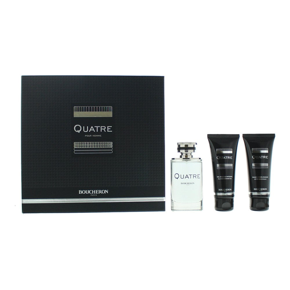 Boucheron Quatre Pour Homme 100ml EDT Spray 3 Piece Gift Set
