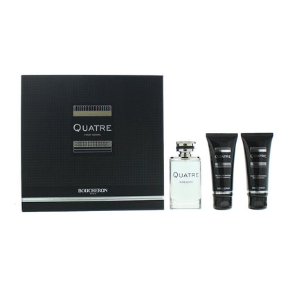 Boucheron Quatre Pour Homme 100ml EDT Spray 3 Piece Gift Set