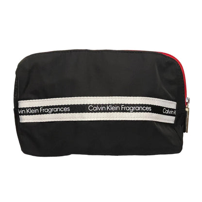 Calvin Klein Womens Cosmetic Bag Black Red Zip