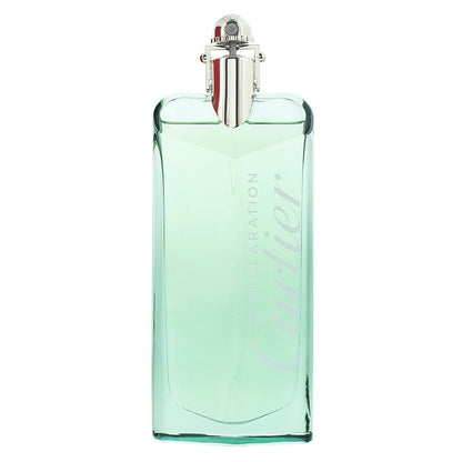 Cartier Parfums Perfection Eau de Toilette bottle in a light mint green glass with a silver atomizer cap, shown on a solid white background.