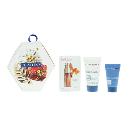Clarins Men Recruit 3 Piece Gift Set Balm 12ml Face Wash 30ml Serum 0.9ml