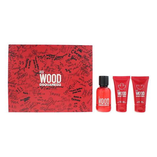 Dsquared2 Red Wood 50ml EDT Spray 3 Piece Gift Set for Women