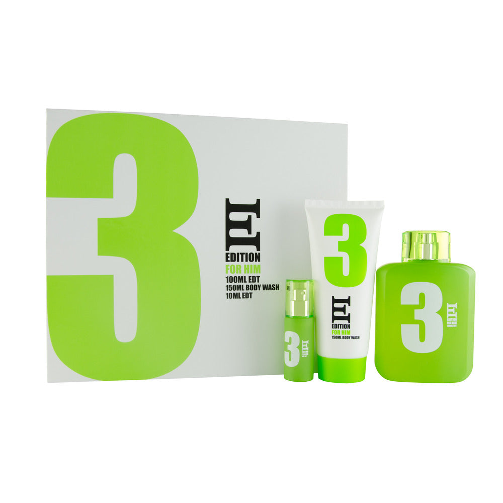 Editions 3 100ml EDT + 10ml EDT + Body Wash 150ml Gift Set for Men
