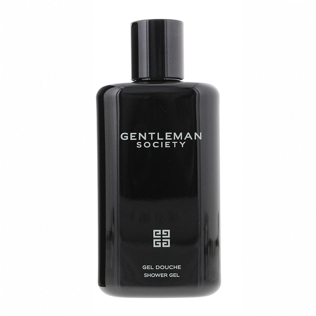 Gentleman Society Gel Douche Shower Gel in a glossy black bottle with a matching black cap, shown against a plain white background.