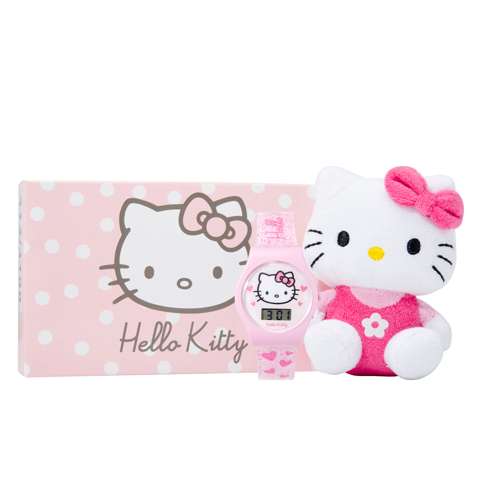 Hello Kitty Pink Digital Watch & Plush Toy