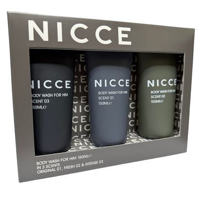 Nicce for Men 3x 150ml Body Wash Set