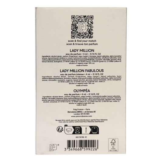 Paco Rabanne 3x 4ml EDP Miniatures Gift Set Lady Million & Olympea