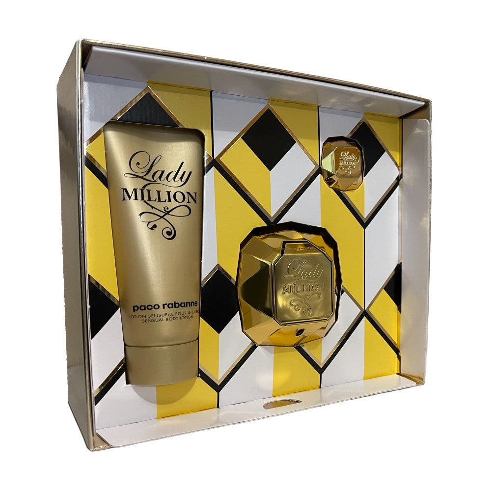 Paco Rabanne Lady Million 80ml EDP Spray Gift Set 3 Piece