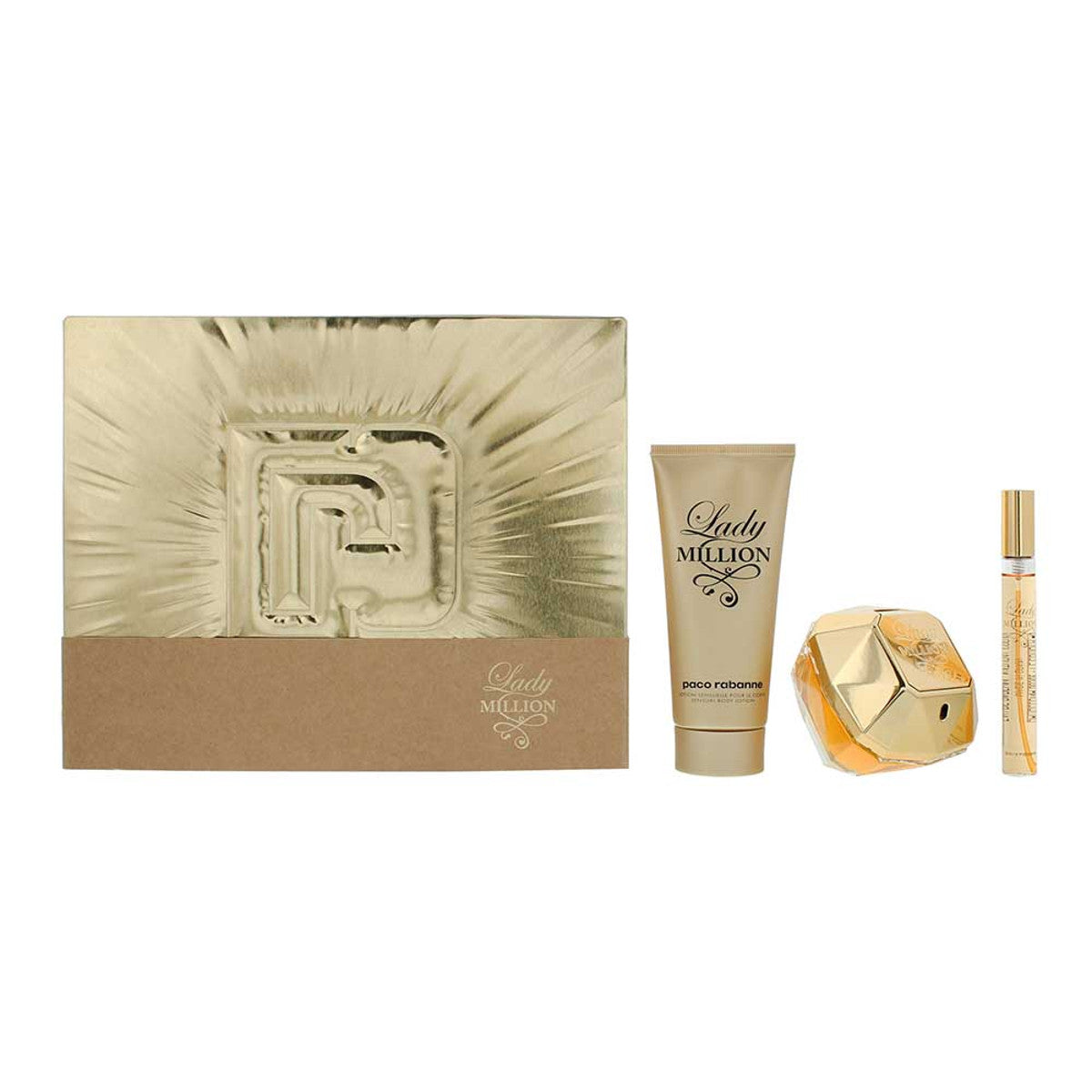 Paco Rabanne Lady Million 80ml EDP Spray + 10ml & 100ml Body Lotion Gift Set