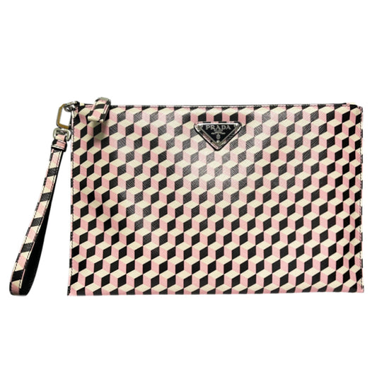 Prada Piatto Maniglia Saffiano Patter Rose Bag