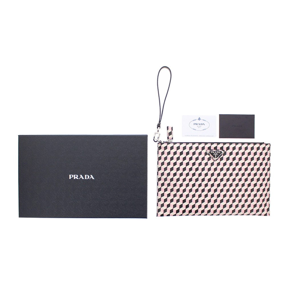 Prada Piatto Maniglia Saffiano Patter Rose Bag