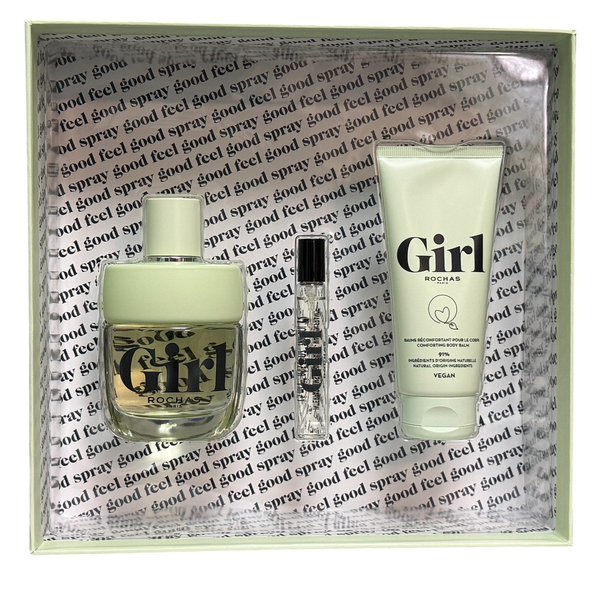 Rochas Girl 100ml EDT Spray + 7.5ml Mini & 100ml Body Balm Gift Set
