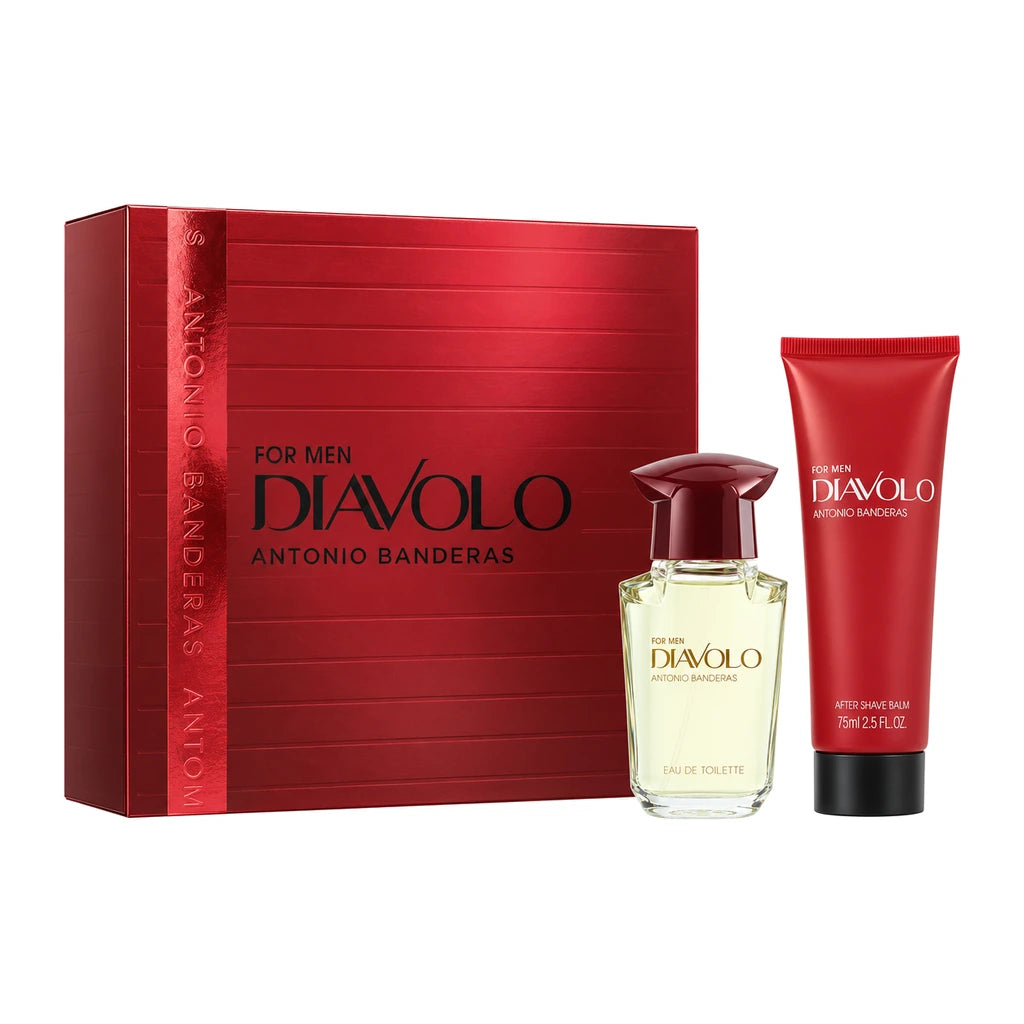 Antonio Banderas Diavolo 50ml EDT Spray + 75ml Aftershave Balm Gift Set - complete gift set and contents