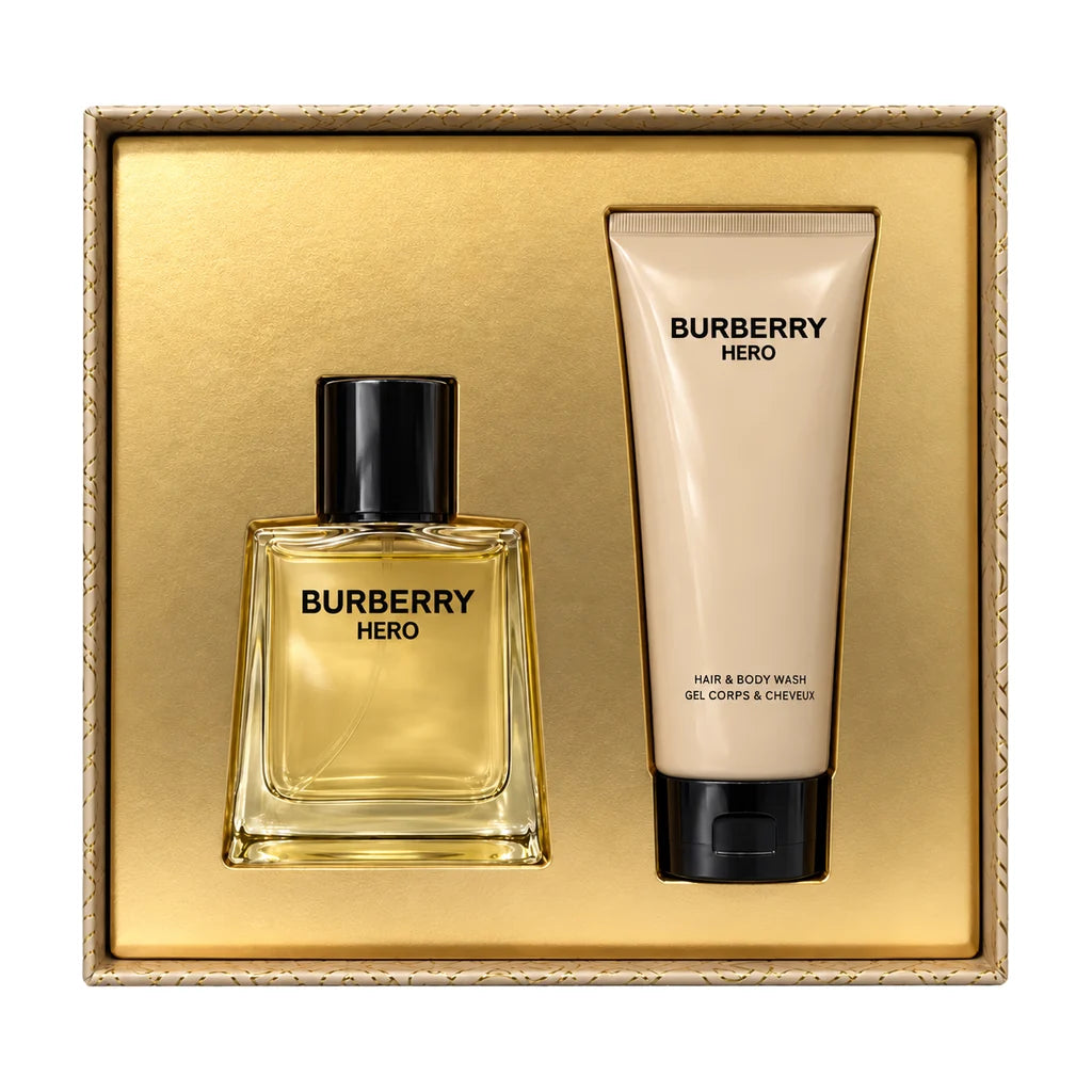 Burberry Hero 50ml EDT & 75ml Shower Gel Gift Set – open presentation tray with all contents