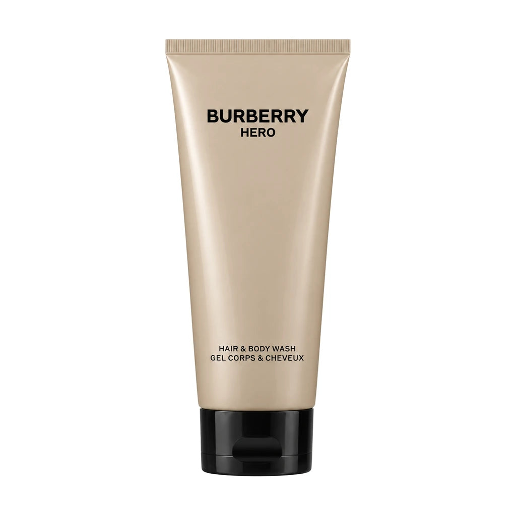 Burberry Hero 50ml EDT & 75ml Shower Gel Gift Set – 75ml beige Burberry Hero hair & body wash tube black flip cap, completely straight sealed top NO NOTCH