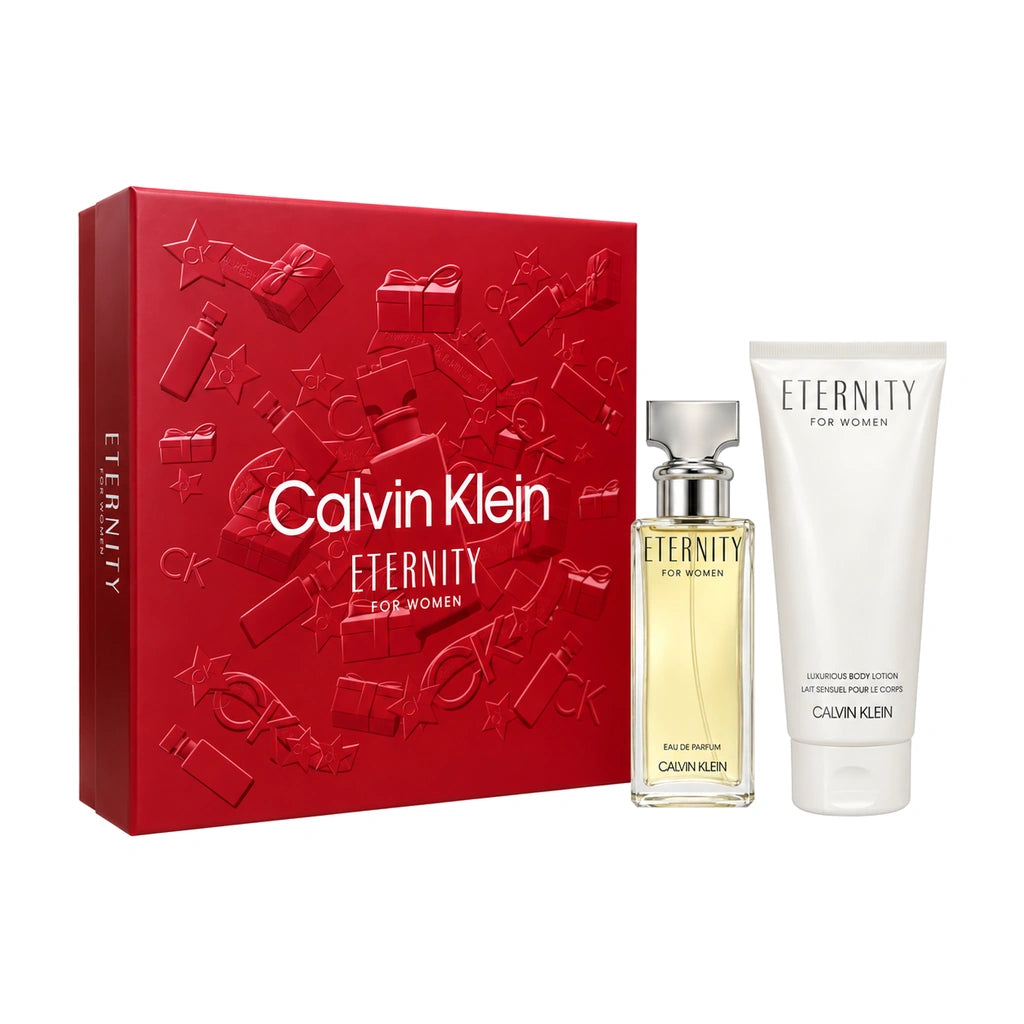 Calvin Klein Eternity 30ml EDP + Body Lotion 100ml Gift Set – group with products alongside closed gift box
