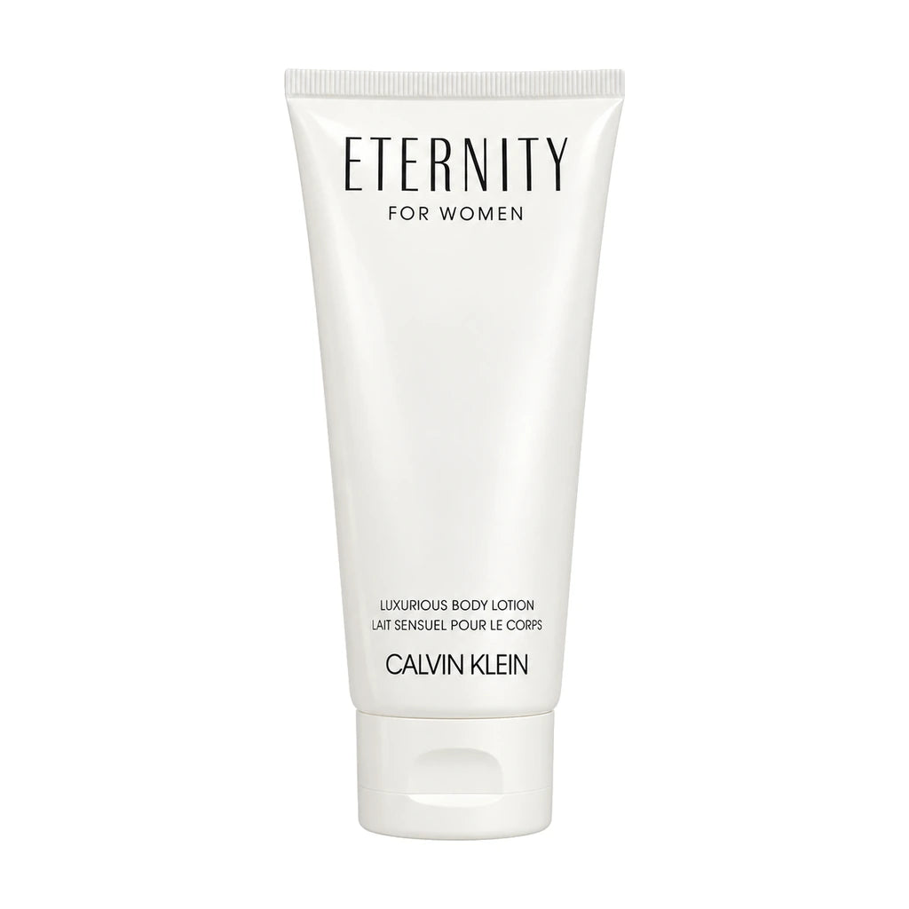 Calvin Klein Eternity 30ml EDP + Body Lotion 100ml Gift Set – 100ml white Eternity body lotion tube with straight crimp and white cap