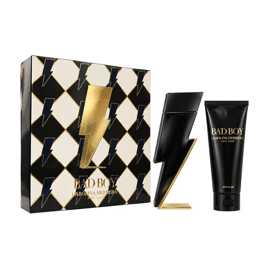 Carolina Herrera Bad Boy 100ml EDT & 100ml Shower Gel Gift Set – group with products alongside closed gift box
