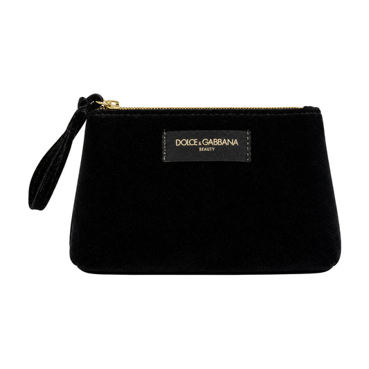 Dolce & Gabbana Small Black Velvet Pouch with wrist strap