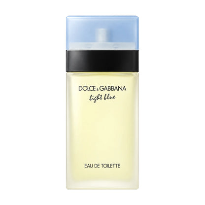 Dolce & Gabbana Light Blue 25ml EDT & 10ml EDT Gift Set – 25ml frosted rectangular Light Blue bottle with pale blue square cap and black band