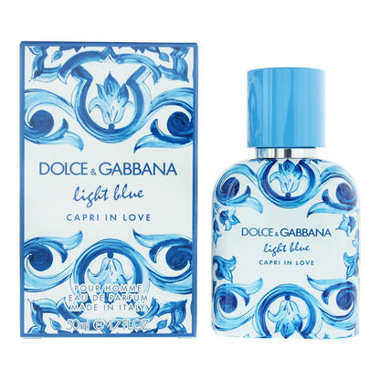 Hanmia Perfumes Dolce & Gabbana Light Blue Capri in Love 50ml EDP for men with blue and white majolica print bottle
