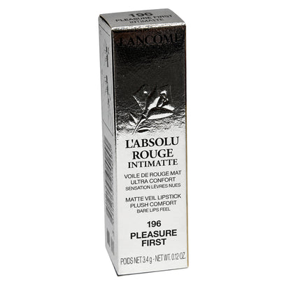 Lancôme L'Absolu Rouge Intimatte lipstick 3.4g shade #196 Pleasure First, shade-specific retail box only