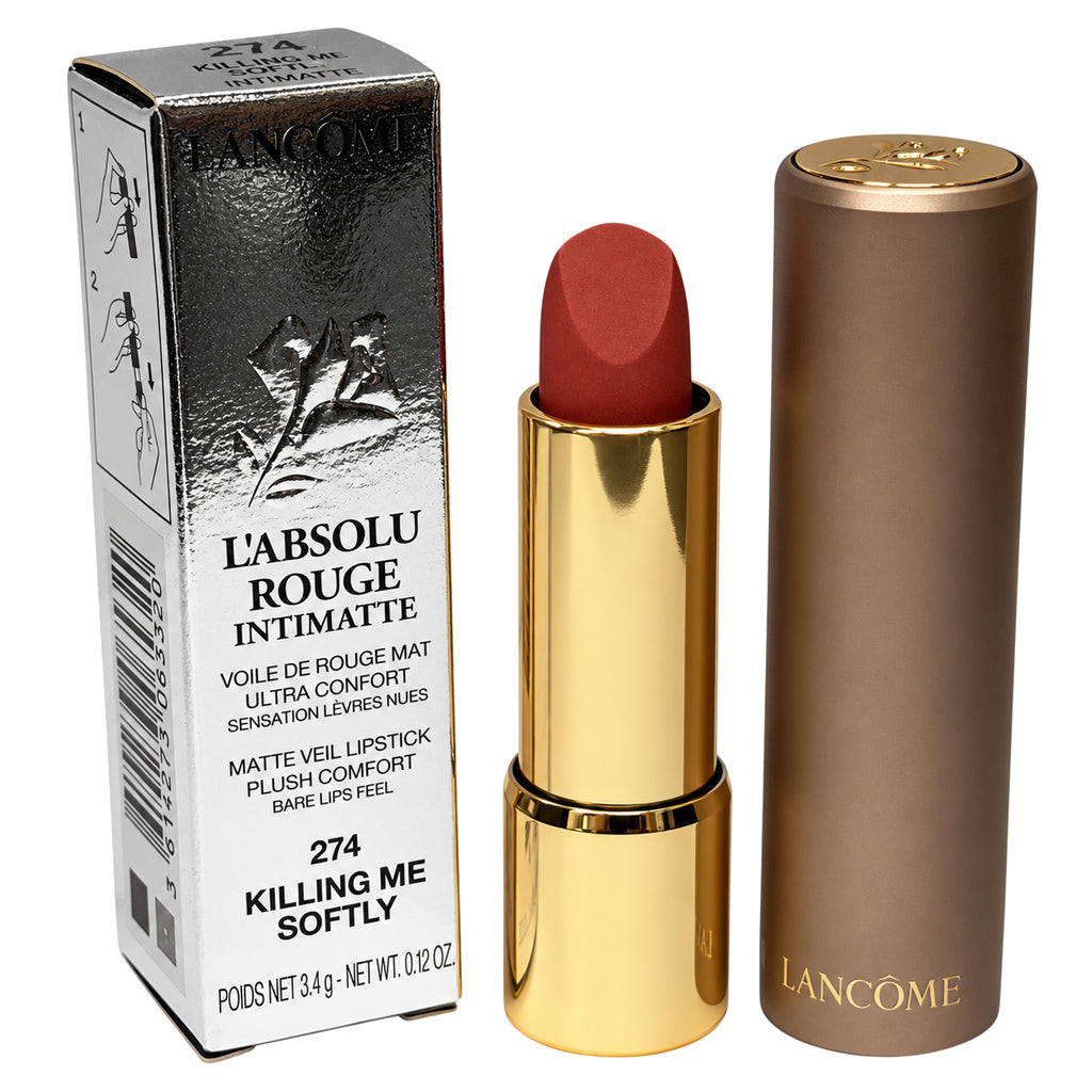 Lancôme L'Absolu Rouge Intimatte lipstick 3.4g shade #274 Killing Me Softly, lipstick, cap and shade-specific retail box
