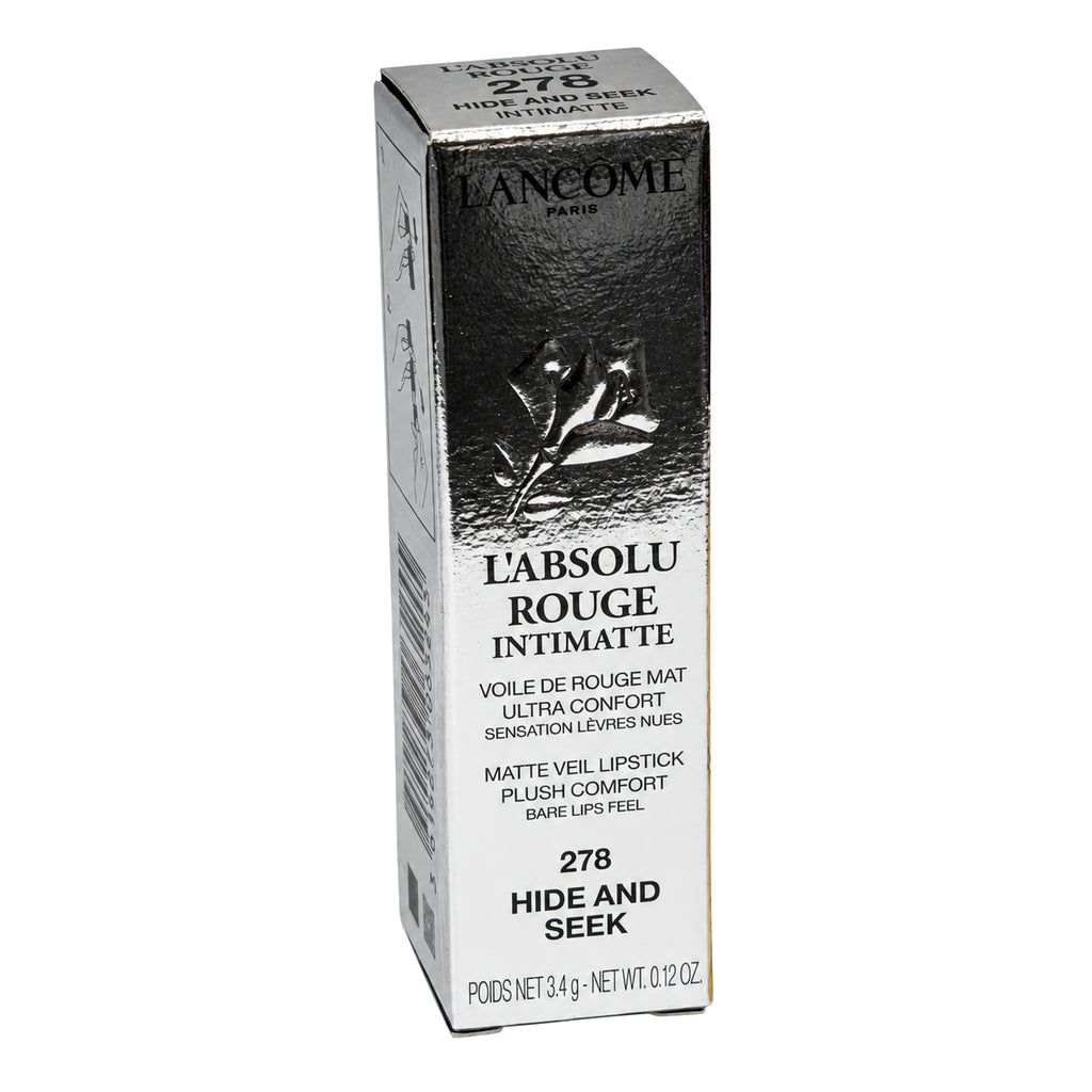 Lancôme L'Absolu Rouge Intimatte lipstick 3.4g shade #278 Hide and Seek, shade-specific retail box only