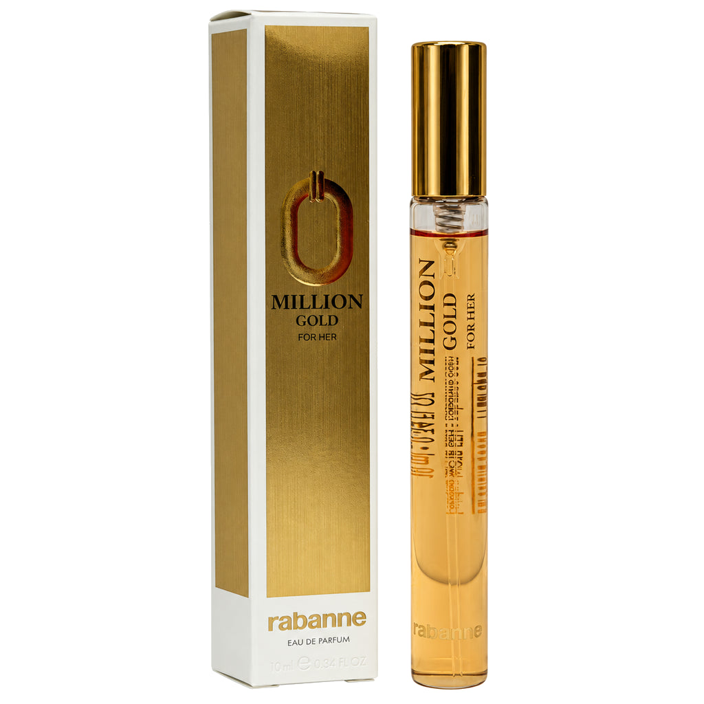 Paco Rabanne Million Gold Her 10ml EDP purse travel spray, product with retail box