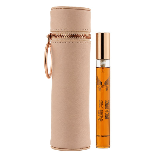 Paco Rabanne Olympea 10ml Eau de Parfum travel spray and tube pouch gift set, complete spray and pouch