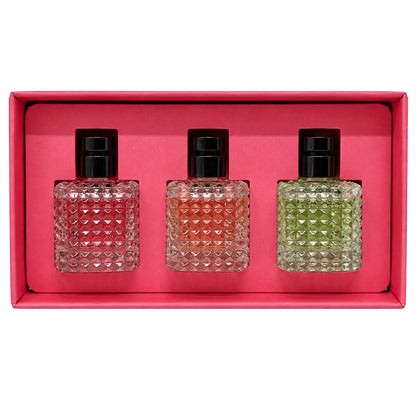 Valentino Born in Roma three 6ml miniatures in open pink gift tray